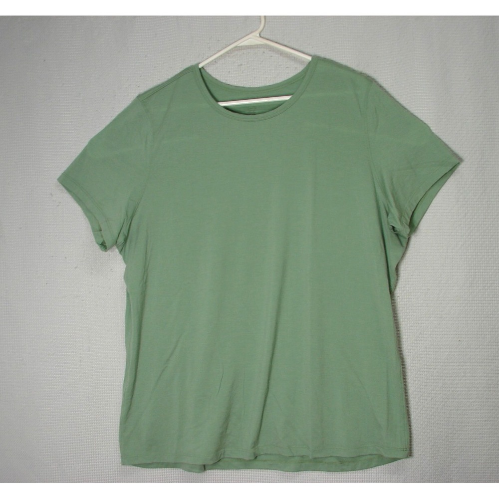 Woolx Liza Crew Neck Tee Merino Wool T-Shirt Womens 1X Green Short Sleeve